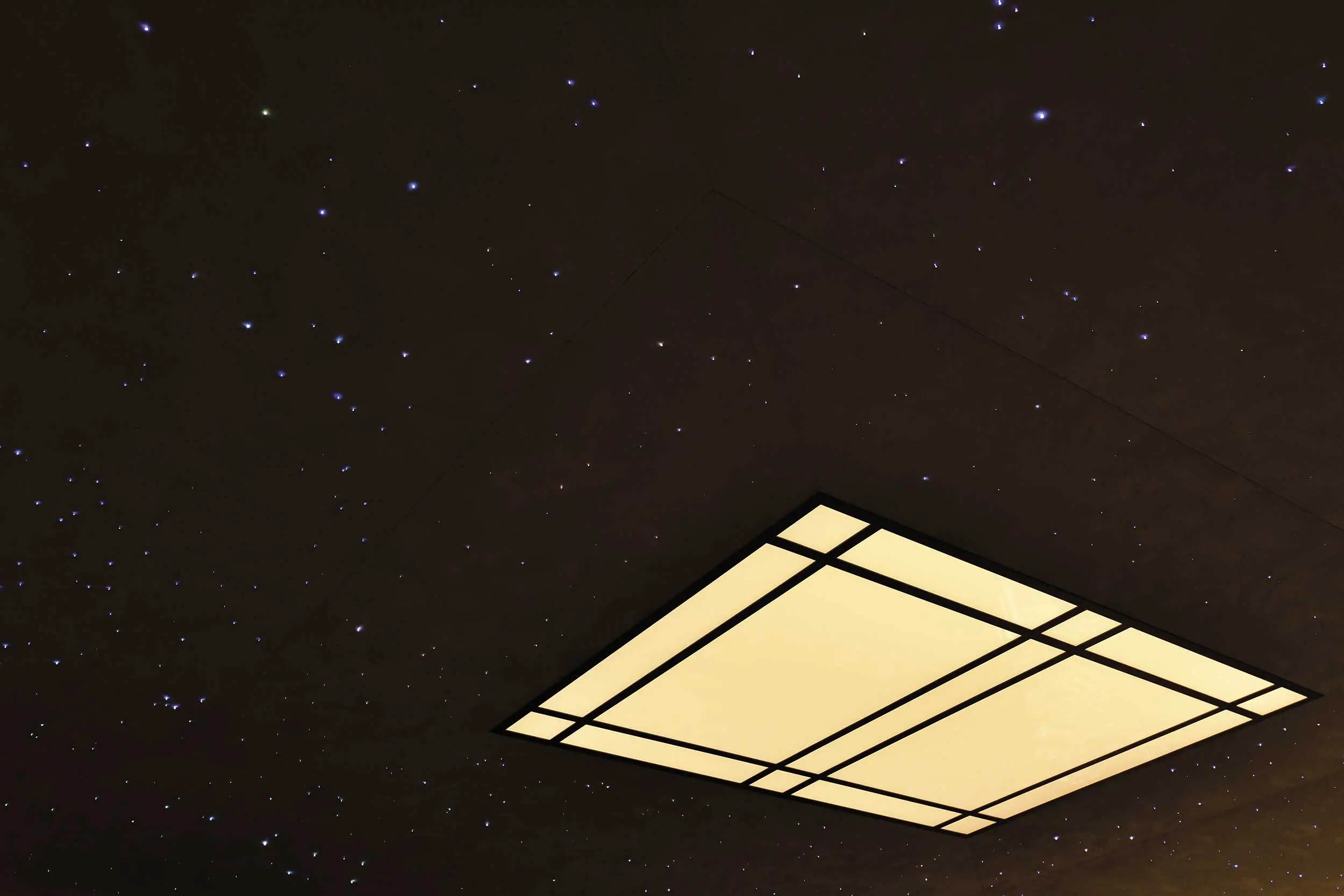 Bespoke multi-coloured starlight ceiling was a technical challenge