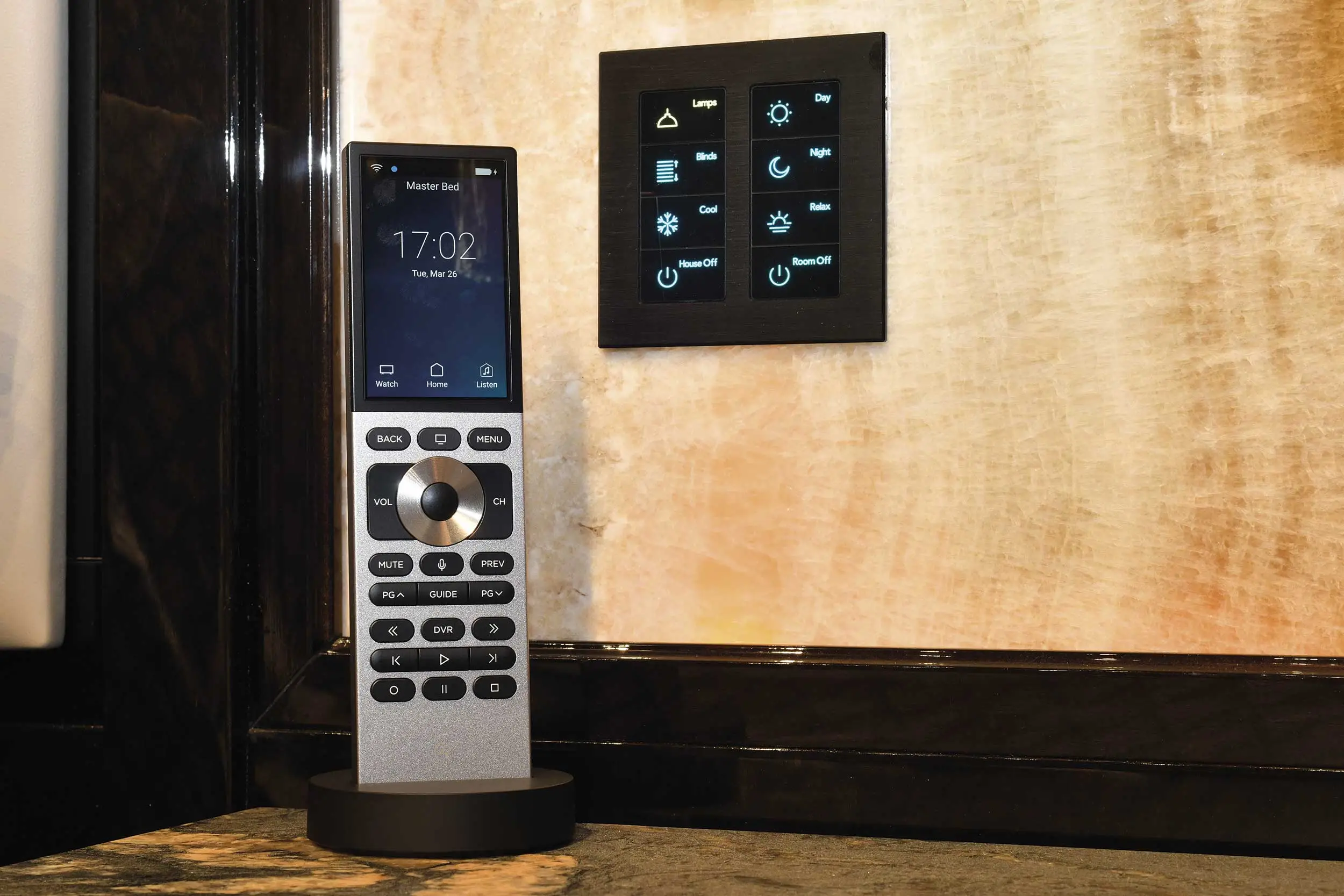 Control4 remote and lighting control wallplate