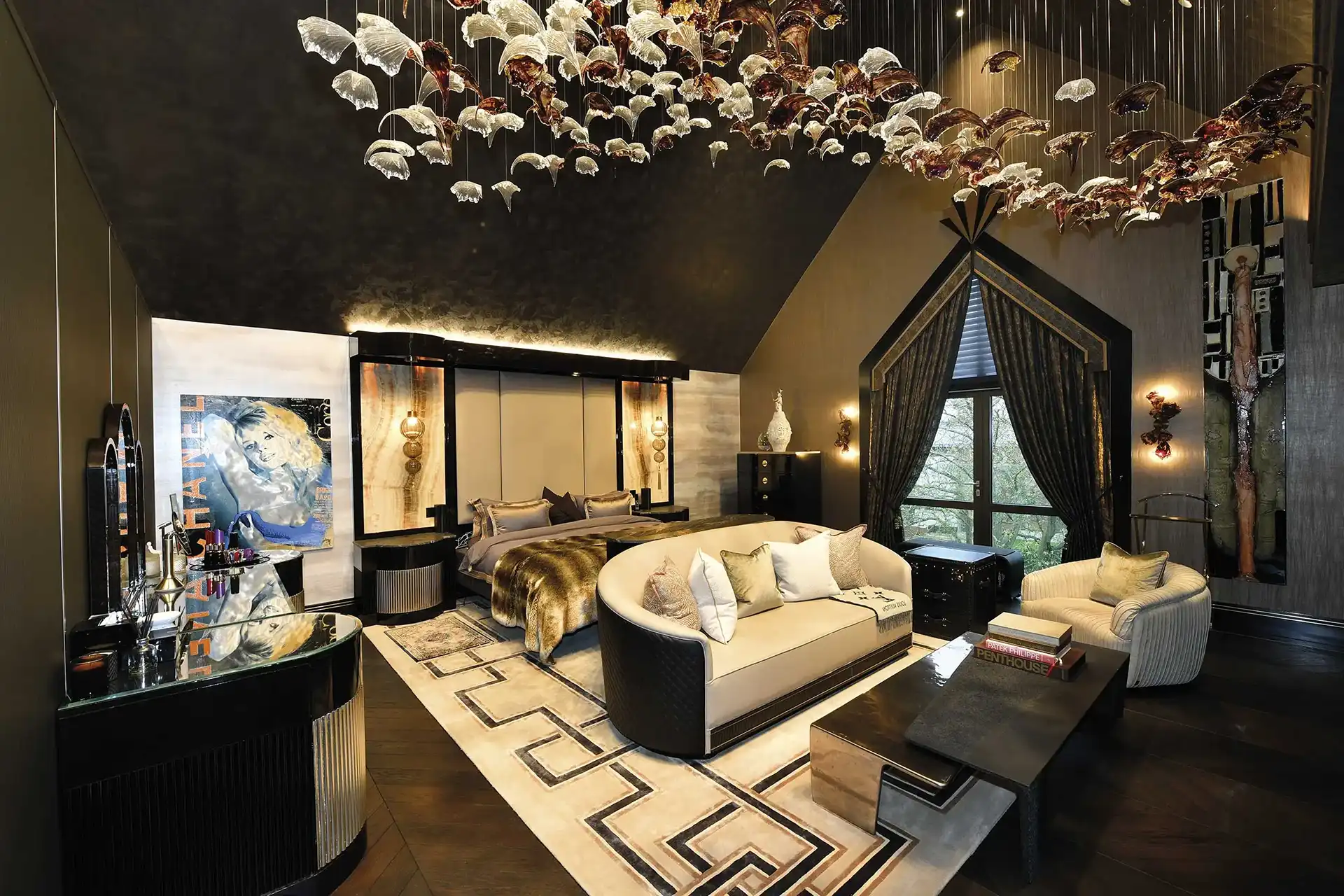 Luxury bedroom AV technology completely out-of-sight when not in use